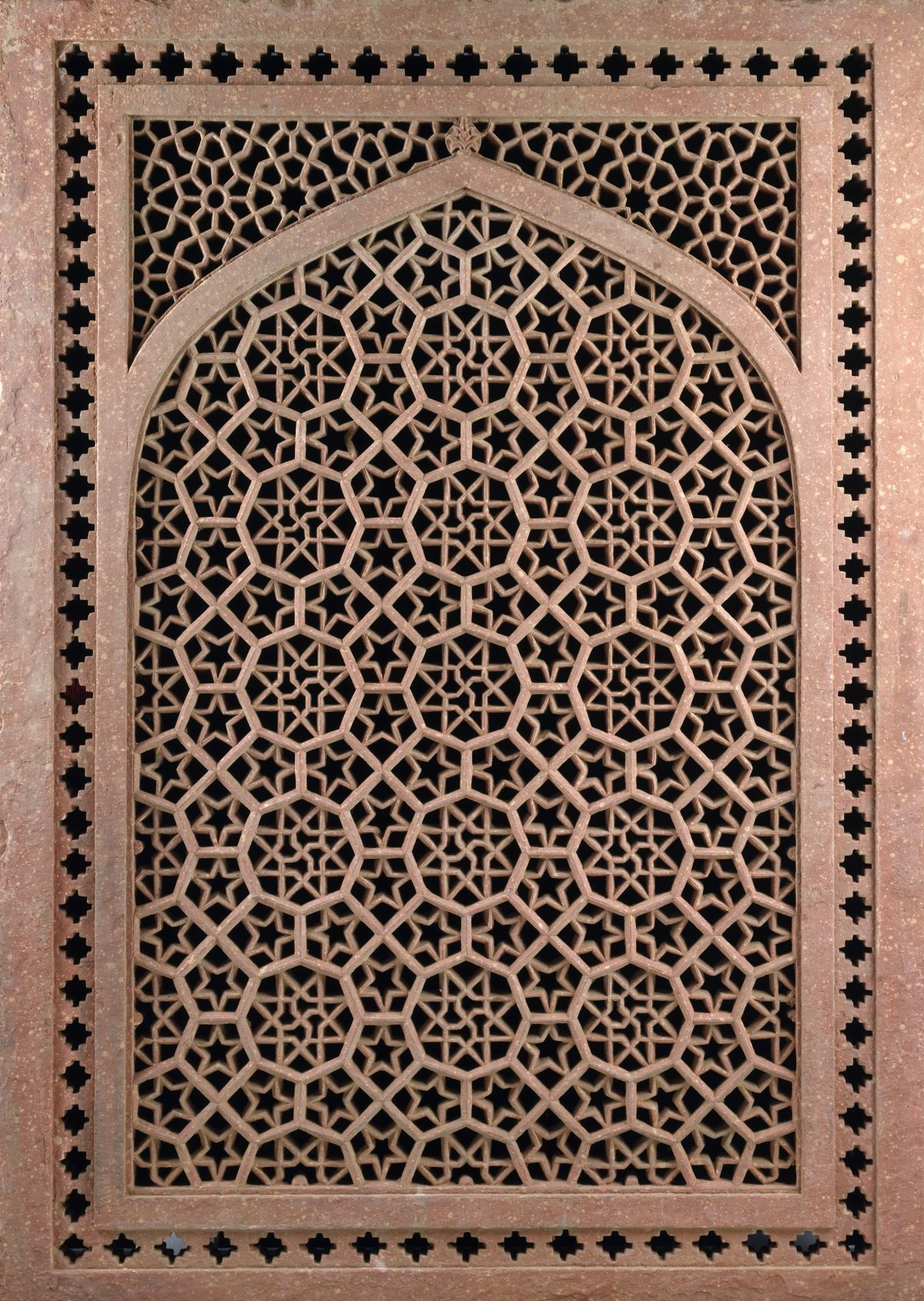 Ornement de fenêtre ajouré Jali Inde époque moghole géométrie ligne